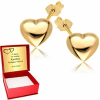 Złote Kolczyki 585 Serca Serduszka Złoto 585 dla Niej Wkręty Szyfty Grawer