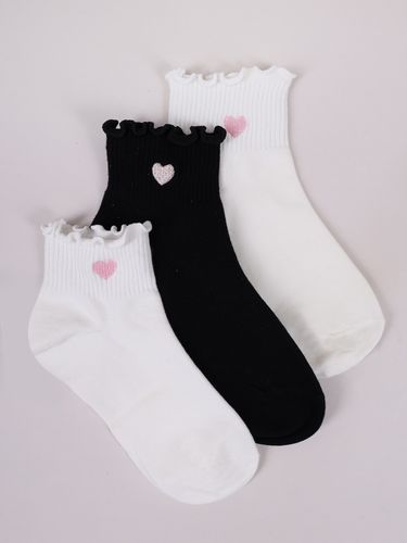 Skarpety krótkie gładkie z haftem serduszka 3PAK 35-38 YOCLUB na Arena.pl