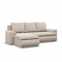 NAROŻNIK FORESTA BEŻOWY KANAPA Rozkładana Funkcja Spania KRONOS VELVET