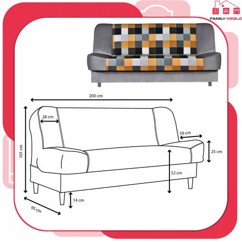 Kanapa sofa Sara Print Duo rozkładana wersalka spania bonell łóżko na Arena.pl