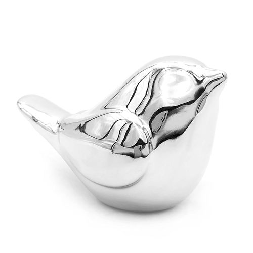 SREBRNY PTASZEK LUSTRZANY FIGURKA CERAMICZNA 8 cm DEKORACJA GLAMOUR na Arena.pl