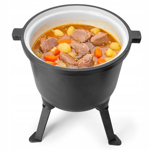 KOCIOŁEK MYŚLIWSKI ŻELIWNY EMALIOWANY GARNEK STOJĄCY NA OGNISKO 10L na Arena.pl