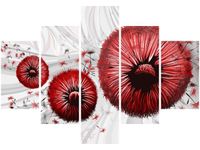 70 100CM OBRAZ 5 ELEM CZERWONE DMUCHAWCE 2 DRUK PŁÓTNO