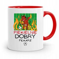 Kubek Czerwony Dla Piekielnie Dobrego Piłkarza Z Nadrukiem Ze Zdjęciem