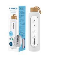 Wessper B1 Borosilicate 500 ml Szklana butelka na wodę z miarką motywacyjną z białym etui