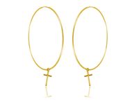 Eleganckie pozłacane srebrne kolczyki duże gładkie koła kółka 6cm z krzyżykiem srebro 925 PTRINGKR15G_60