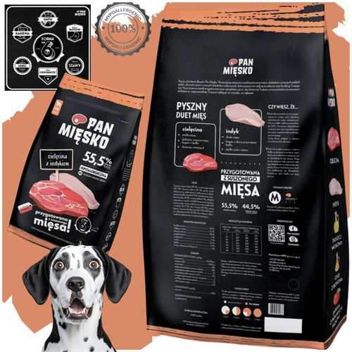 sucha karma dla psa cielęcina z indykiem pan mięsko hipoalergiczna m 3 kg na Arena.pl