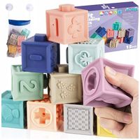 MIĘKKIE KLOCKI SENSORYCZNE DLA DZIECI KOLORY KSZTAŁTY DO WANNY ZESTAW 12SZT