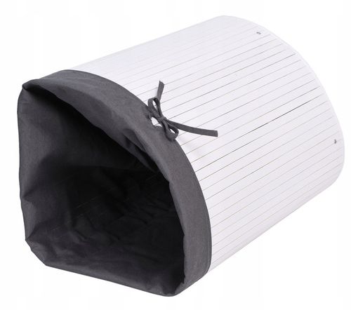 KOSZ POJEMNIK NA PRANIE BIELIZNĘ NAROŻNY BIAŁY BAMBUSOWY Z POKRYWĄ 60L na Arena.pl