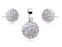 ELEGANCKI SREBRNY KOMPLET SHAMBALLA BIAŁE KULKI BALLS SWAROVSKI 8MM 12MM