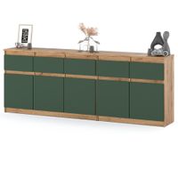 Komoda Młodzieżowa Best Oleksa 5 Szuflad 200cm Salon Wotan Butelkowa Zieleń