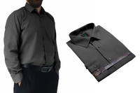 DUŻA koszula męska bawełniana grafitowa 47/48-3XL/4XL