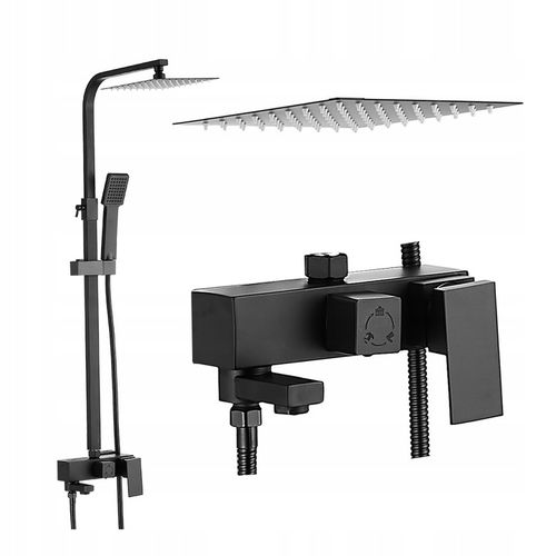 Zestaw prysznicowy natynkowy Bateria kolumna Mikka CZARNY MAT na Arena.pl