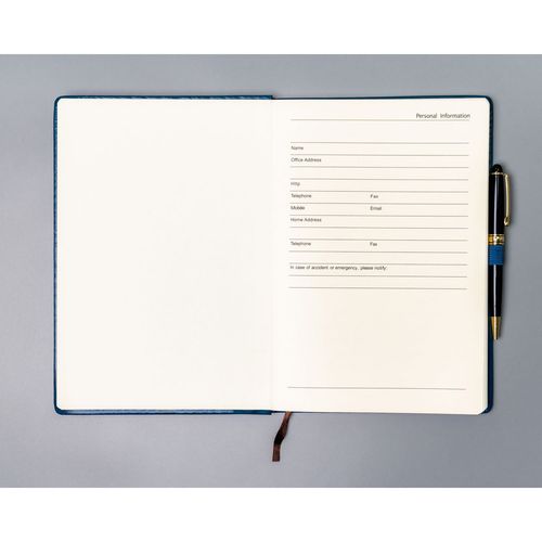 niebieski notes w twardej oprawie formacie b5 zadrukowany na Arena.pl