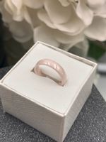 Pierścionek Blueberry ceramiczny różowy kremowy pastelowy gładki 7/17 mm