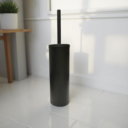 Szczotka do WC Toalety Wolnostojąca Stal Nierdzewna Czarna 9x40 cm Matowa na Arena.pl