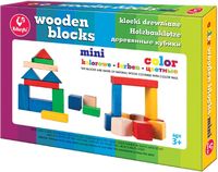 MINI ZESTAW KLOCKI DREWNIANE KOLOROWE KUKURYKU 18 EL