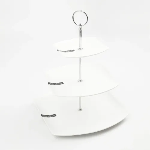 PATERA PORCELANOWA PIĘTROWA BIAŁA NOWOCZESNA NA CIASTO OWOCE 3-POZIOMOWA na Arena.pl