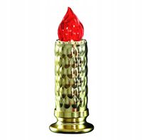 6 x Znicz elektryczny "Luna" świeca ZŁOTA czerwony płomień 19 cm baterie