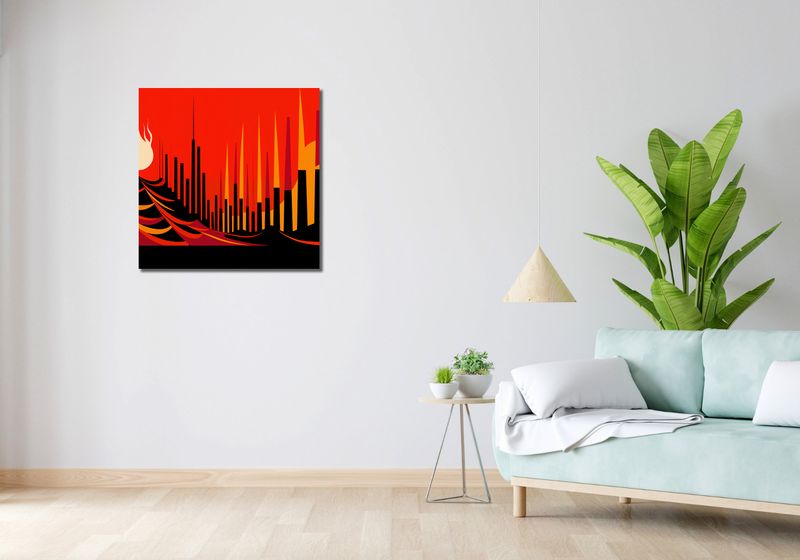 Obraz 70x70cm Miejski Krwisty Ogień zdjęcie 2