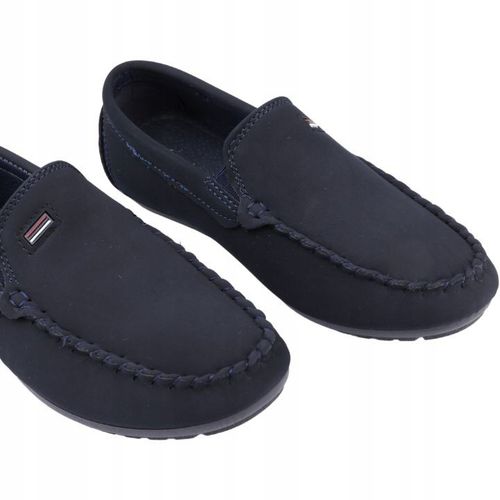 GRANATOWE MOKASYNY CHŁOPIĘCE PÓŁBUTY ZAMSZOWE WSUWANE BUTY NA KOMUNIĘ na Arena.pl