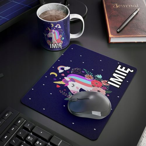 ZESTAW KUBEK + PODKŁADKA - JEDNOROŻEC UNICORN - PREZENT WIELE WZORÓW + IMIĘ na Arena.pl