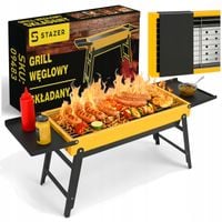 GRILL WĘGLOWY OGRODOWY TURYSTYCZNY PRZENOŚNY BBQ SKŁADANY POJEMNY + PÓŁKI