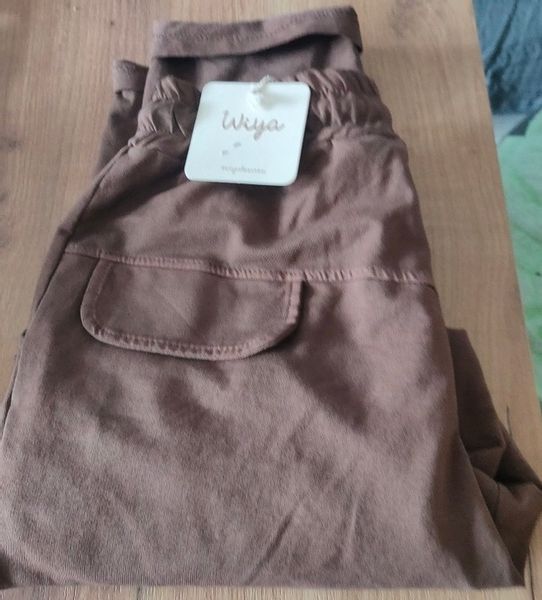 Spodnie Włoskie Wiya Bawełniane z Patką Uni Brązow zdjęcie 1