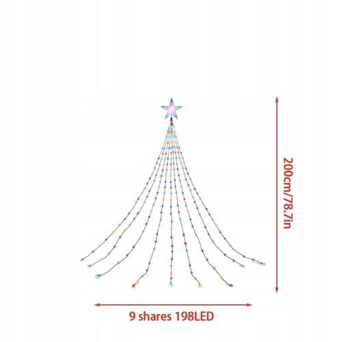 DEKORACJE BOŻONARODZENIOWE, LAMPKI BOŻONARODZENIOWE, 9 PASM, Z 198 LED na Arena.pl