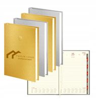 firmowy dzienny kalendarz 2026 A5 Z LOGO złoty/srebrny z grawerem 10 szt