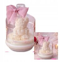 Świeca sojowa MIŚ biały z kloszem prezent dla niej walentynki dzień kobiet