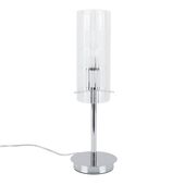 Stojąca lampa stołowa Max szklana tuba przezroczysta chrom
