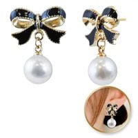Kolczyki Wiszące, Efektowne Perłowe Kule Z Kokardkami, K1690