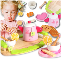 drewniany serwis do herbaty dla dzieci duży zestaw do kreatywnej zabawy