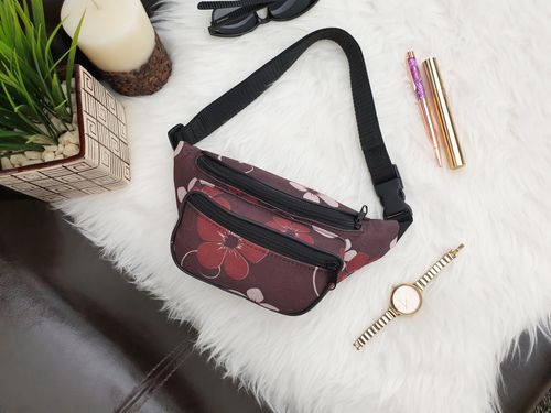 NERKA saszetka biodrówka damska brązowa N006 kwiaty na Arena.pl