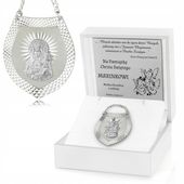Srebrny Ryngraf z Matką Boska Pamiątka Chrztu Świętego Grawer dla Dziecka