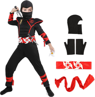 Strój KARNAWAŁOWY z MIĘŚNIAMI BLACK NINJA DRAGON 110/122 RĘKAWICE 6el