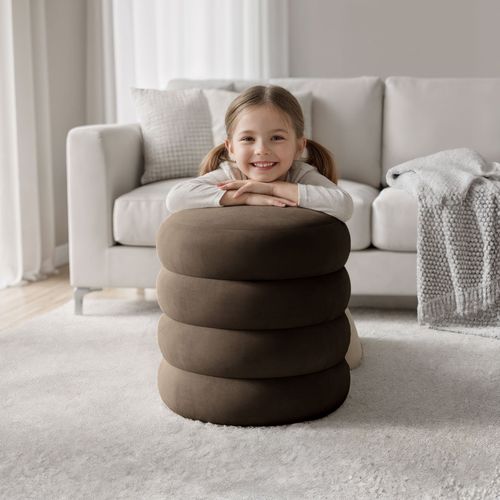 Pufa siedzisko do salonu SNUGGO welur ze schowkiem otwierana 42 cm Brązowa na Arena.pl