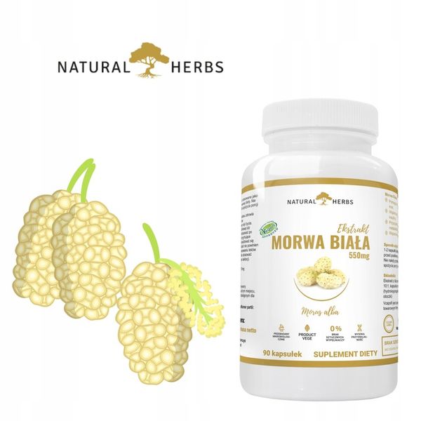Morwa Biała Ekstrakt 550mg 10:1 Niski cukier 90kap zdjęcie 4