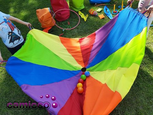 CHUSTA animacyjna 3m spadochron animacyjny dla dzieci tęczowa PROFESJONALNA na Arena.pl