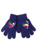 Rękawiczki dziewczęce pięciopalczaste z sercem 14 YOCLUB