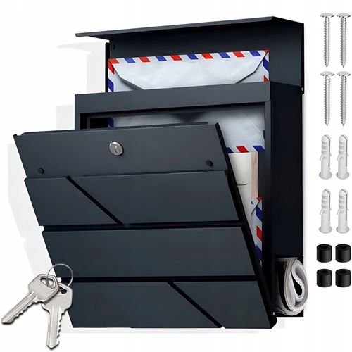 SKRZYNKA POCZTOWA na listy na pocztę CZARNA MAT do domu na ogrodzenie DUŻA na Arena.pl