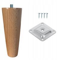 Lakierowana noga meblowa drewniana STOŻEK bukowa 13 cm blacha montażowa