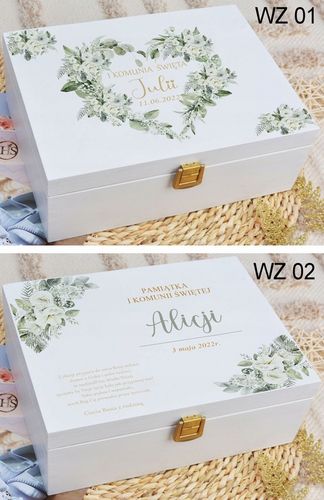 PUDEŁKO białe KOMUNIA prezent NADRUK pamiątka IMIĘ na Arena.pl