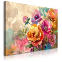 Obraz Na Płótnie Do Jadalni Akwarelowe Polne Kwiaty Rośliny 90cm x 60cm
