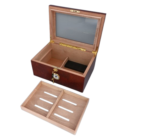 Humidor z Drewna Cedrowego Przeszklona Pokrywa Zamek z Kluczykiem na Arena.pl