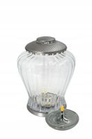 Duży znicz srebrny wazon przezroczyste szkło znicz słoik masywny ciężki