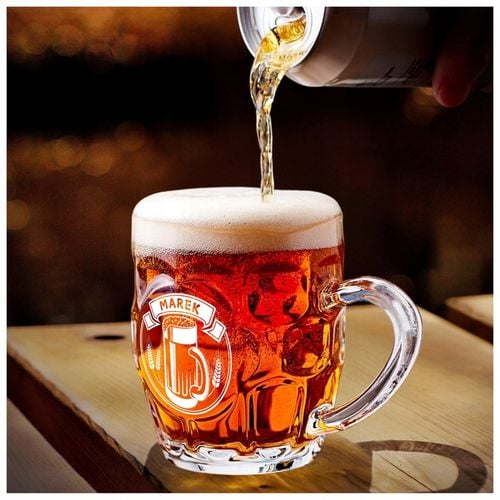 Prezent dla taty chłopaka na święta Kufel do piwa z grawerem + otwieracz na Arena.pl