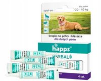 Krople na pchły i kleszcze dla dużego psa HAPPS HERBAL pieska 20 - 40