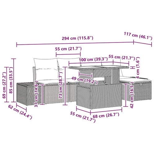 Zestaw Sof na Ogród 7 pcs Czarny Polirattan na Arena.pl